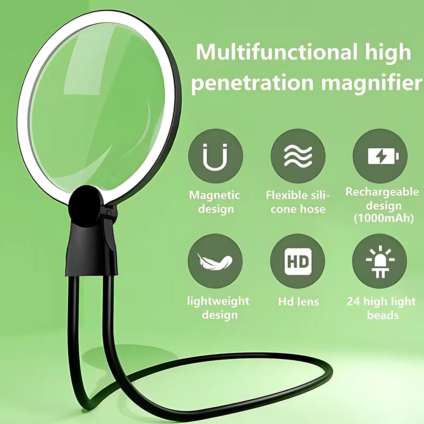 Portable LED Magnifier Glass